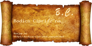 Bodics Cipriána névjegykártya